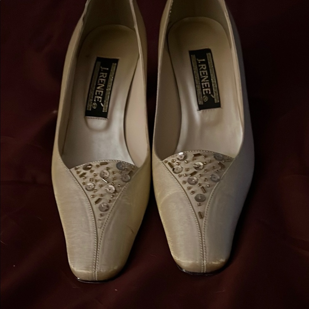 Women's Cream Embellished Heels